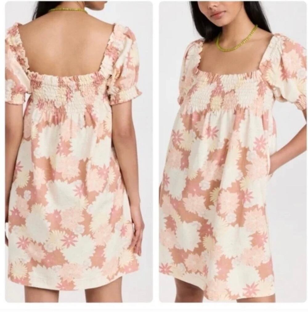 Faherty Ramona Smoked Puff Sleeve Dress